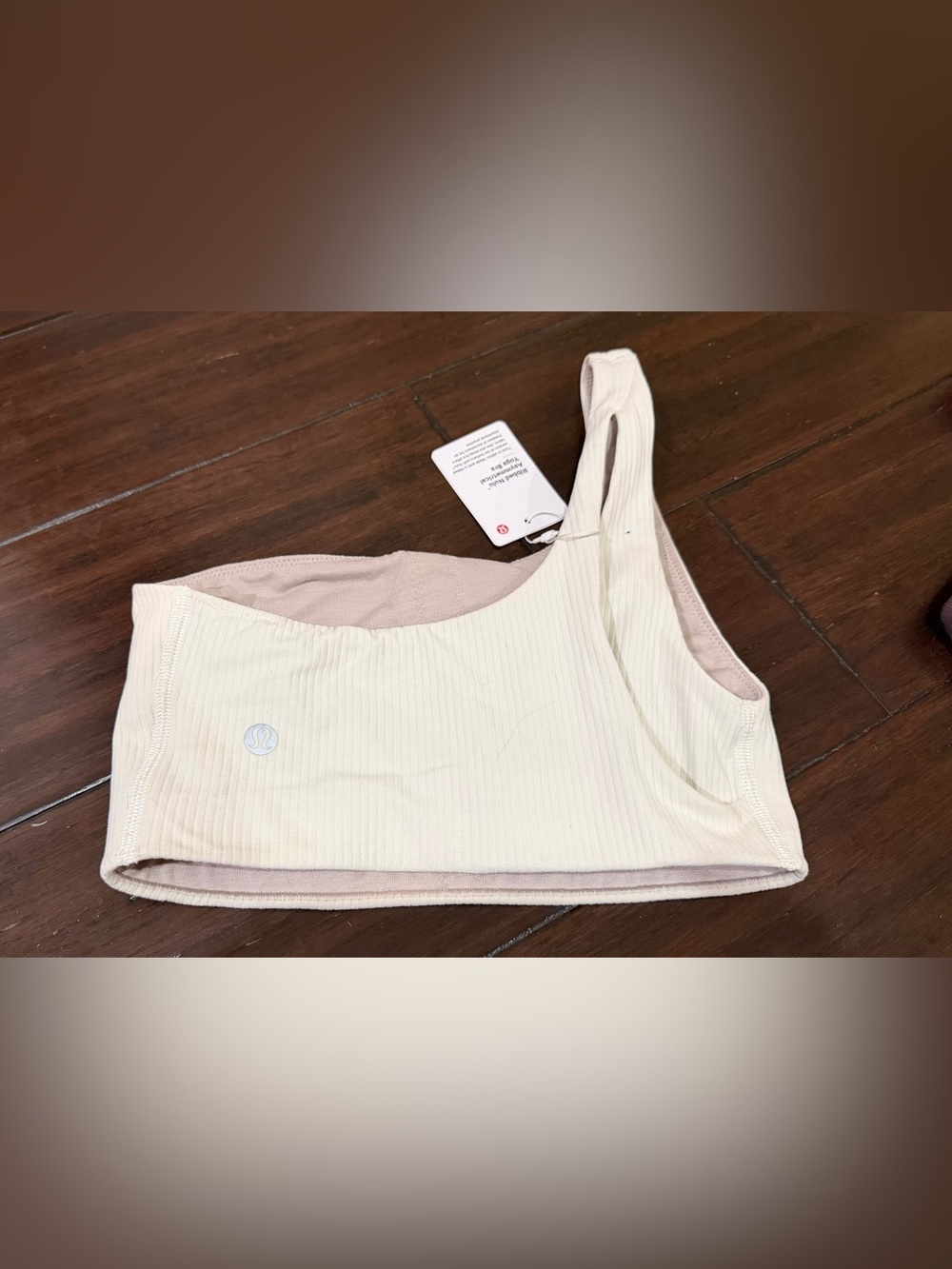 lululemon Ribbed Nulu Asymmetrical Yoga Bra in Bone Size 2 NWT - Picture 3 of 5